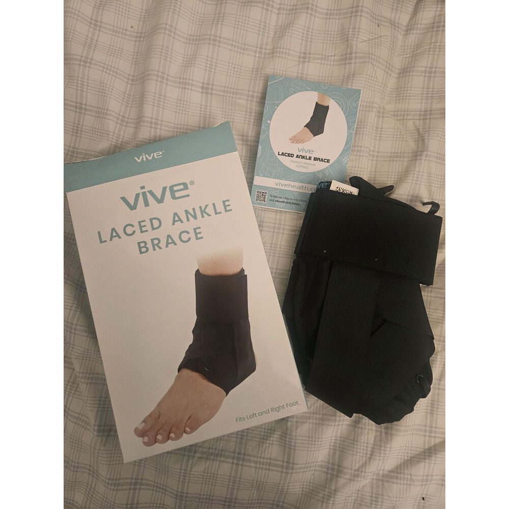 NEW Vive Black Lace Up Ankle Brace, Unisex Medium